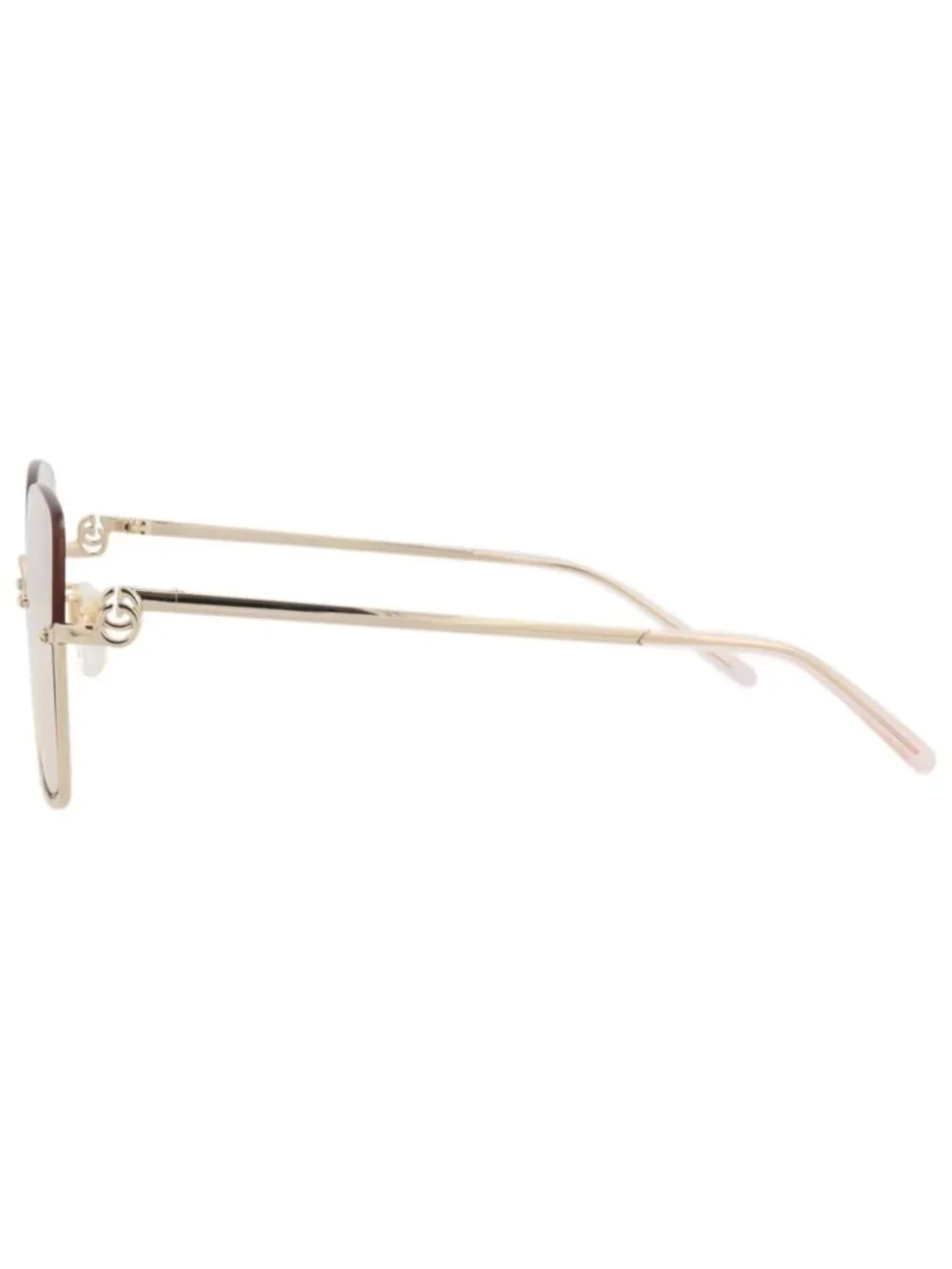 New Gucci Women's Sunglasses Square Rectangle Metal Frame Gold Gold Yellow